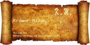 Krámer Milán névjegykártya
